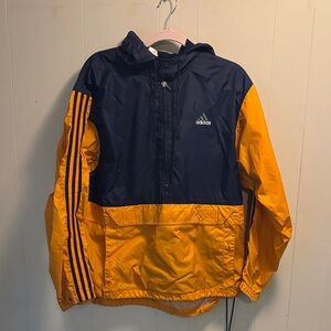 Vintage Adidas Blue and Yellow Pullover Jacket